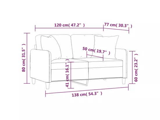 Canapé 2 places avec oreillers gris foncé 120 cm tissu