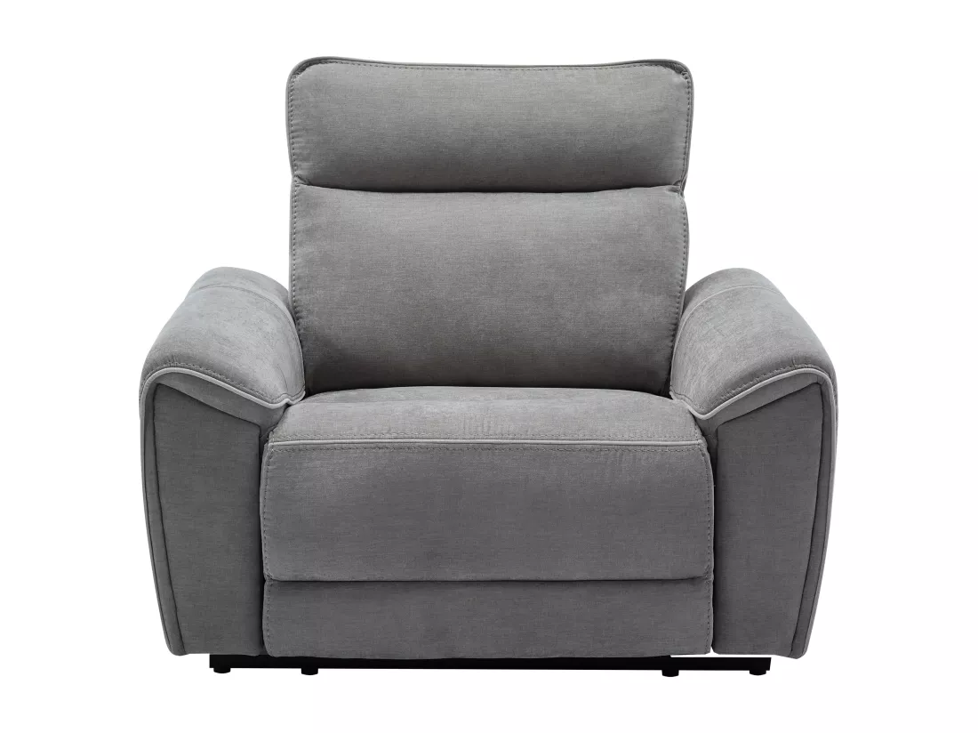 Canapé 3 places et fauteuil relax électrique en tissu gris DJARALO