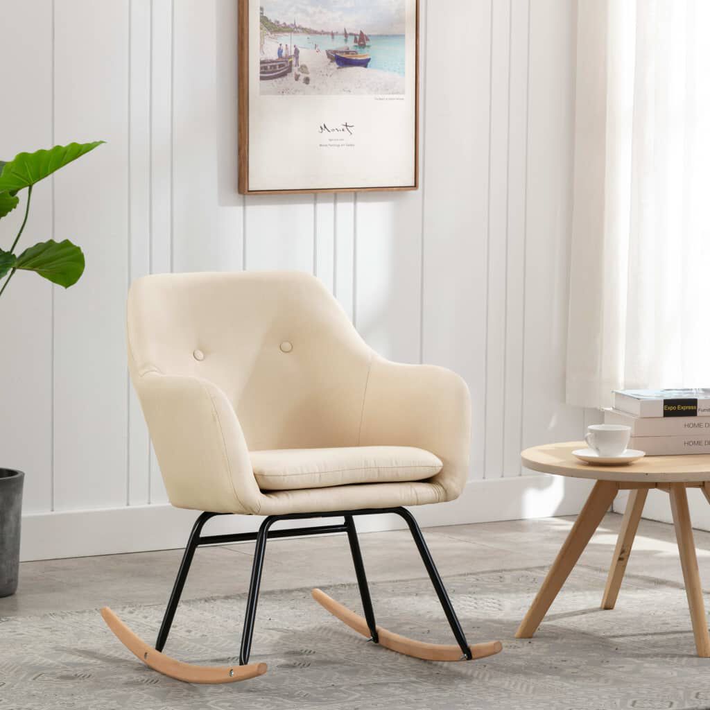 vidaXL Schommelstoel, Crème, Bekleed met Stof