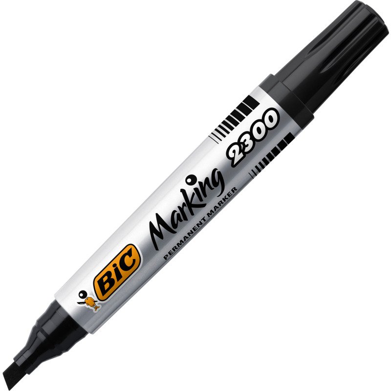 Marqueur permanent Bic 2300 pointe biseautée de 3,1 à 5,3 mm noir