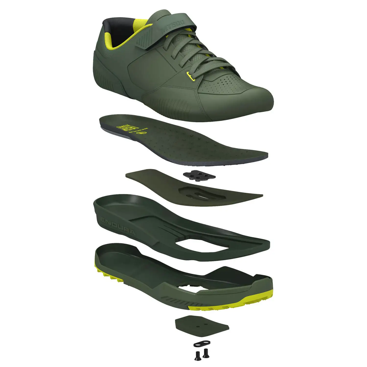 Endura MT500 Burner Flats og Klik MTB Sko Fluo / Grøn