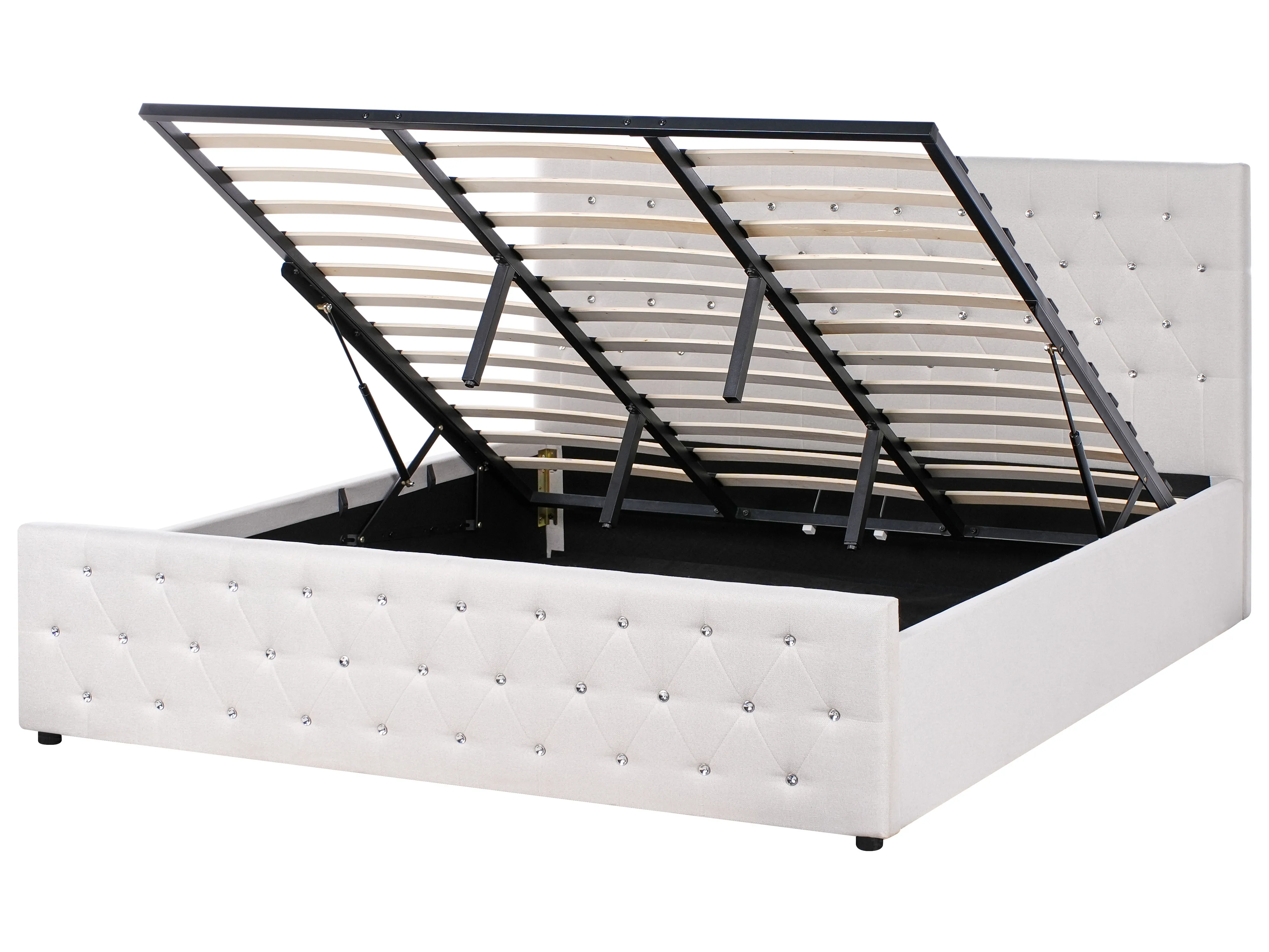 Bed met opbergruimte Stof AMIENS 180 x 200 cm Beige