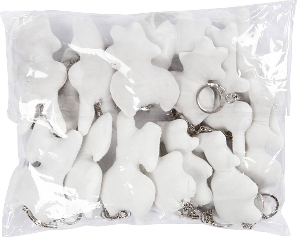 Stoffigurer Med Nøglering - Str. 6-10 CM - Hvid - 15 Stk