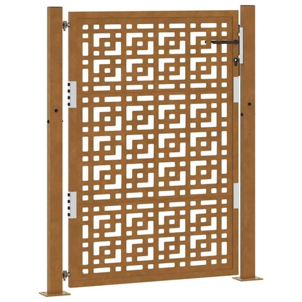 vidaXL Hageport 105x130 cm oksidert stål kryssdesign