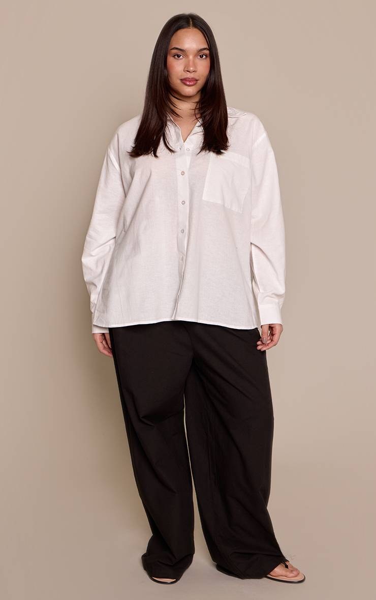 Noir Pantalon Large Tissé Texturé Grande Taille Ensemble Coordonné