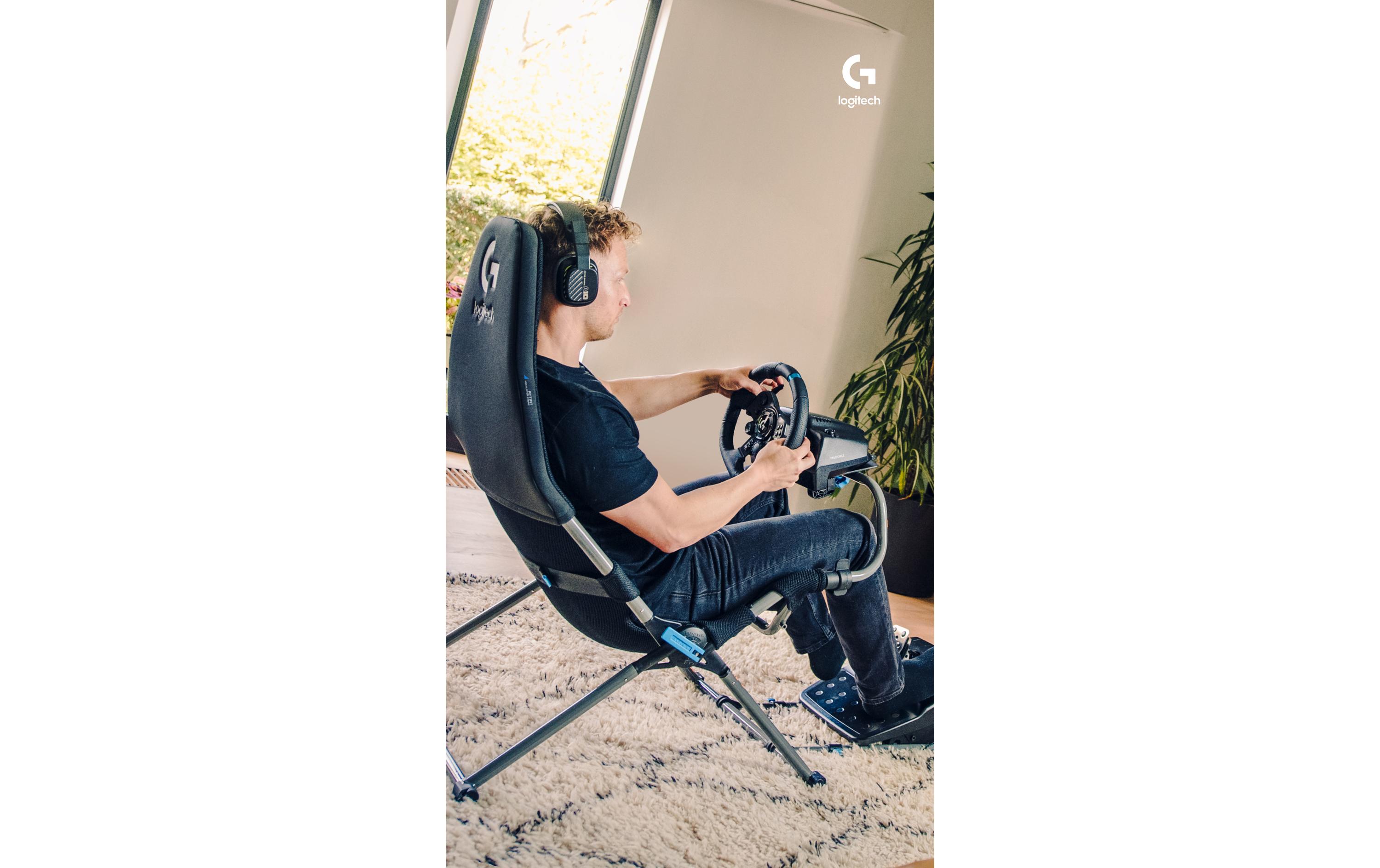 Challenge X – Logitech G Edition Grau/Schwarz<br>Gaming-Stuhl mit zusammenklappbaren Design