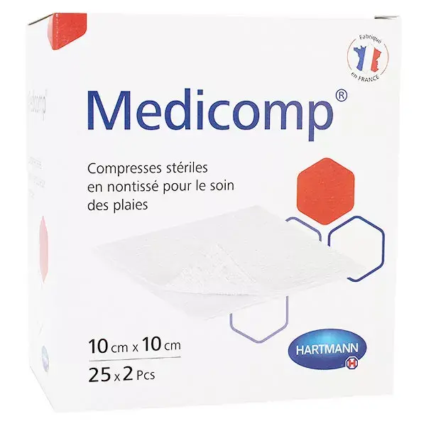 Compressas estéreis de tecido não tecido Hartmann Medicomp, 10 x 10 cm, 50 unidades