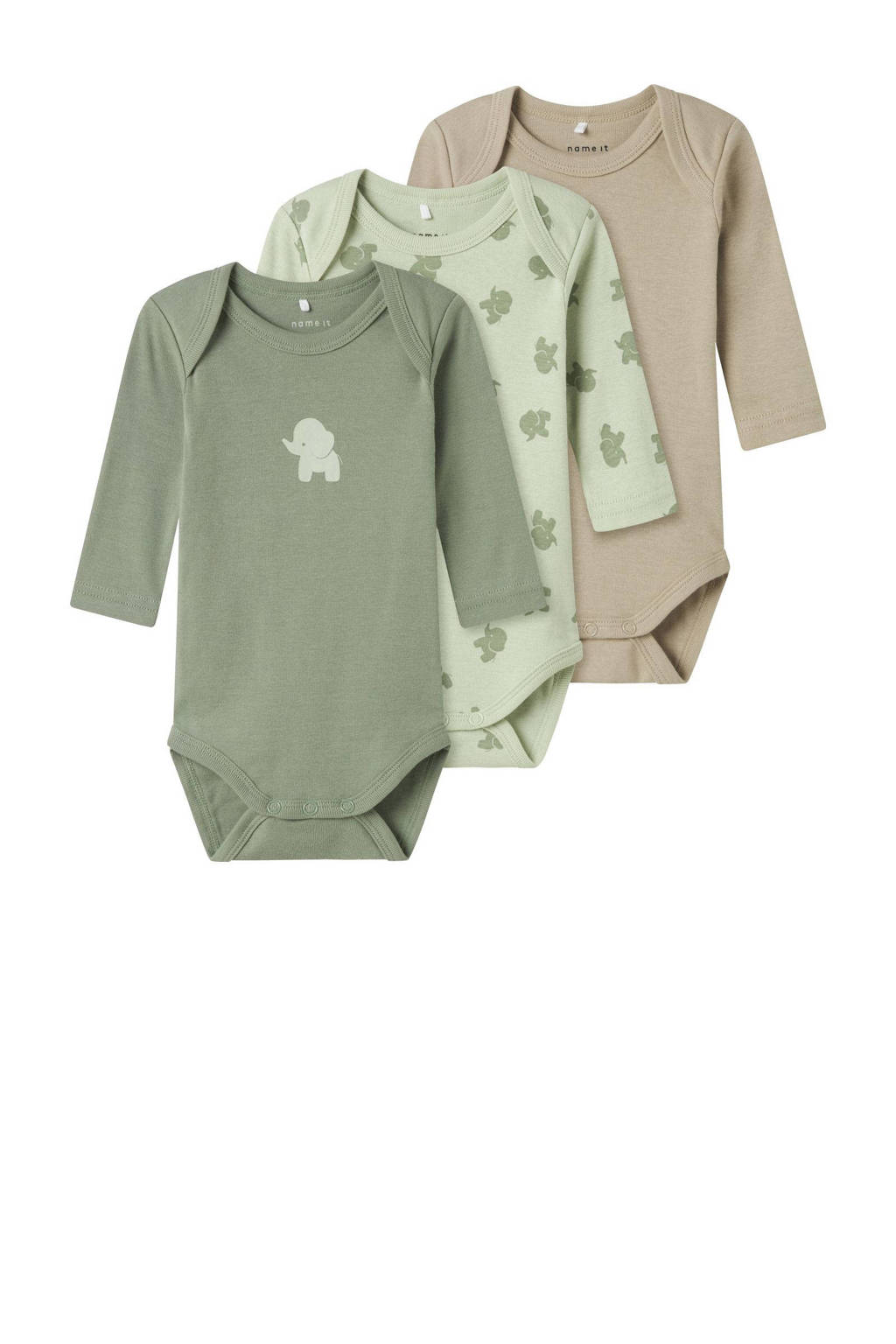 NAME IT romper NBMBODY - set van 3 groen/beige