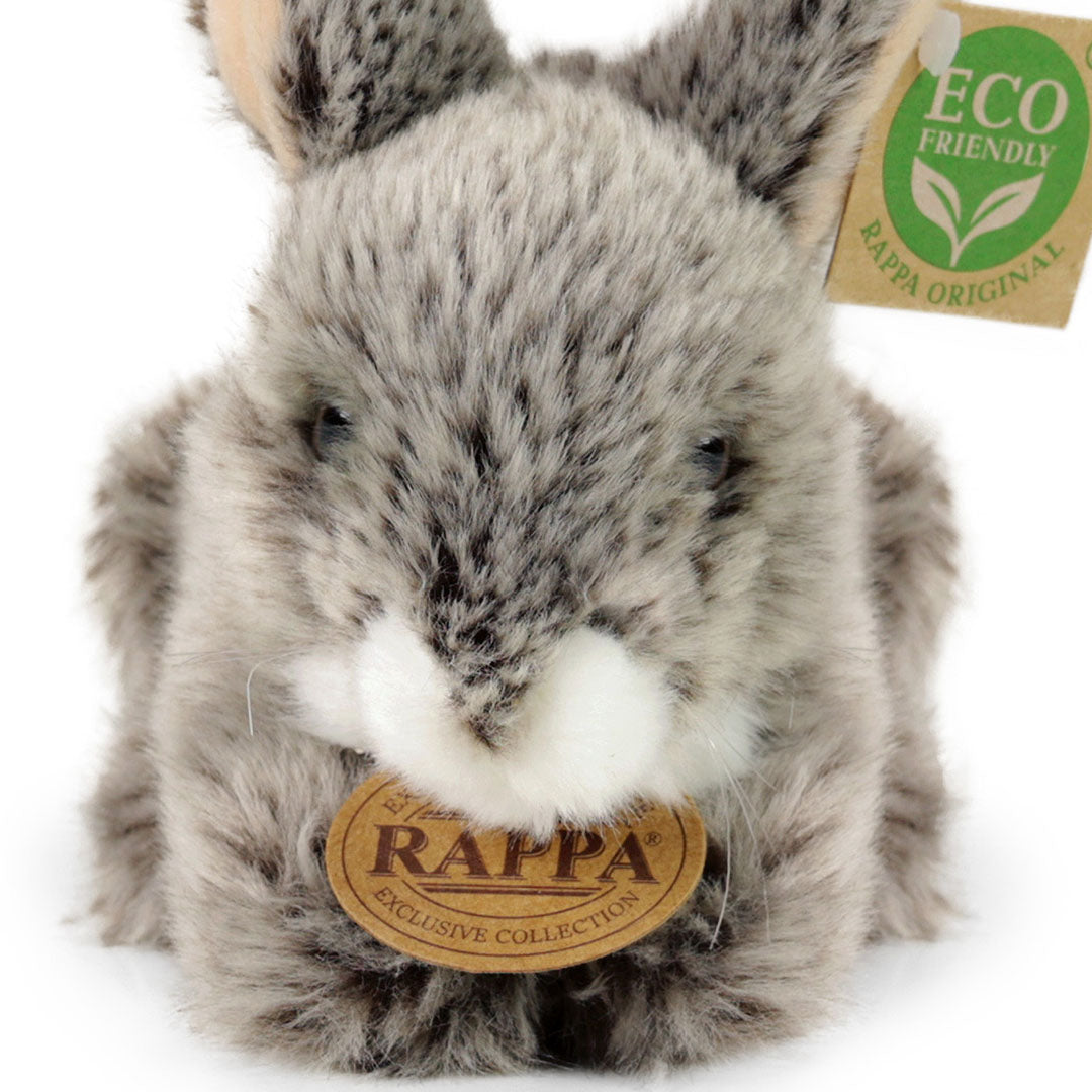 Rappa knuffelkonijn liggend grijs - 17 cm