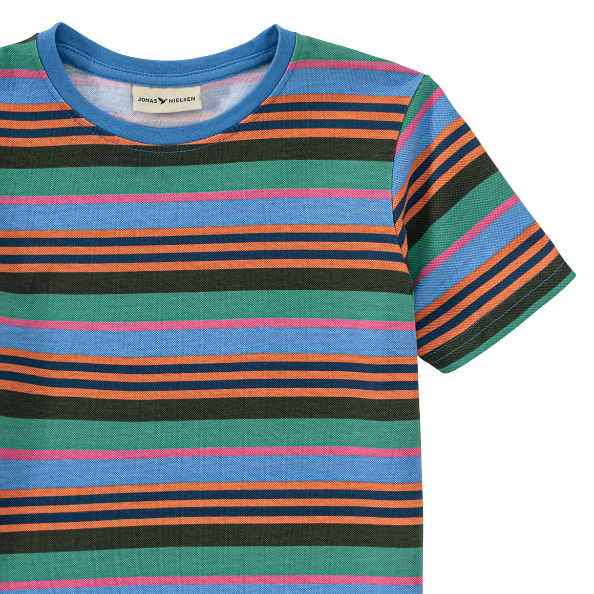 Jonas Nielsen Jungen T-Shirt mit bunten Streifen grün / hellblau / orange