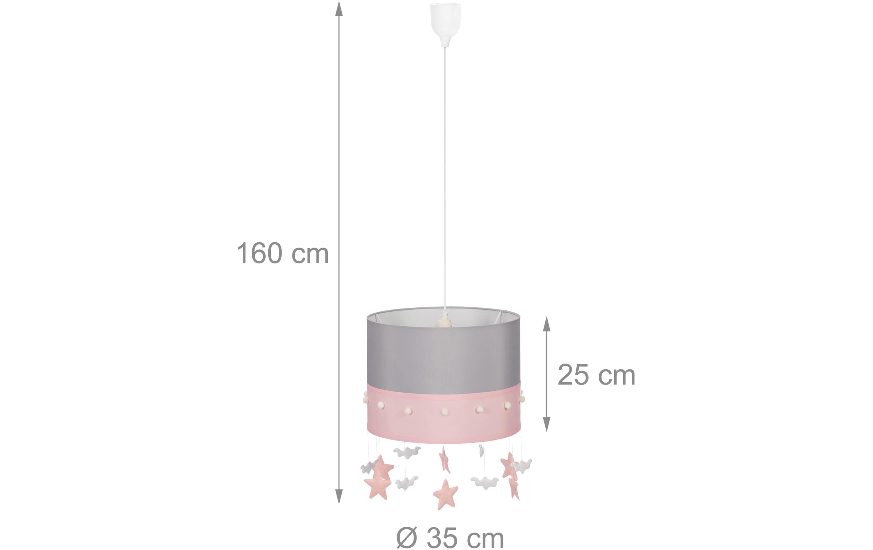 Hängelampe Himmel Grau/Rosa/WeissRunde Pendellampe für das Kinderzimmer