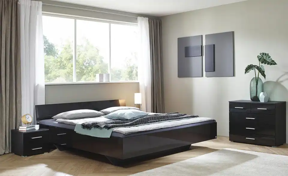 Futonbett Phoenix Grau, Hochglanz 160 cm