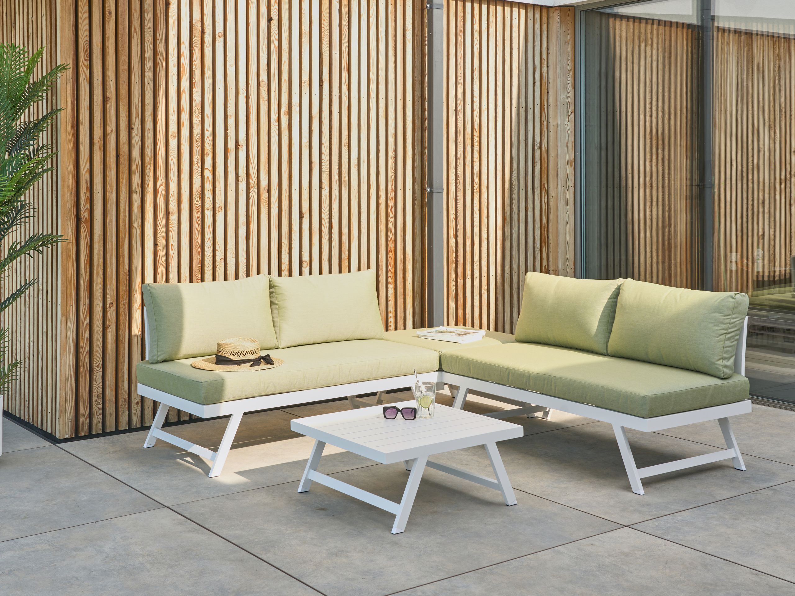 Beliani - COCCORINO - Loungeset voor 5 - Groen - Aluminium