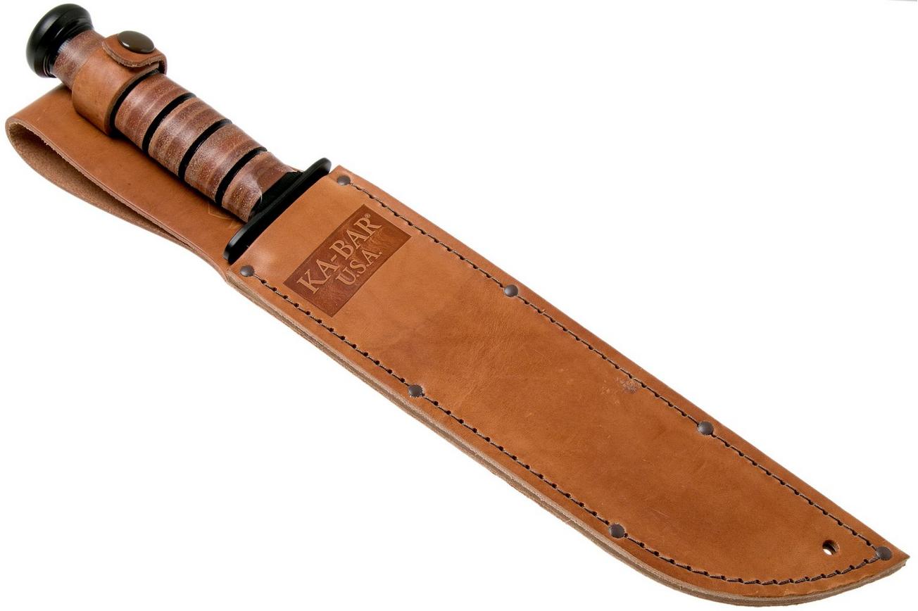 KA-BAR Big Brother 2217 deels gekarteld, vaststaand mes, lederen foedraal