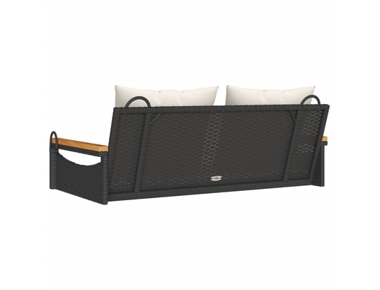 VIDAXL - Balancelle avec coussins noir 109x62x40 cm résine tressée