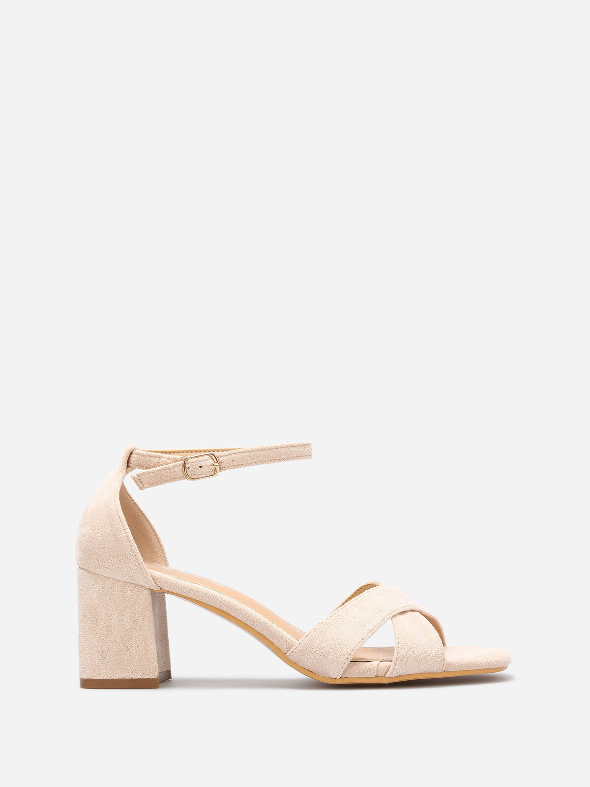 Sandales en suédine à brides croisées- Beige