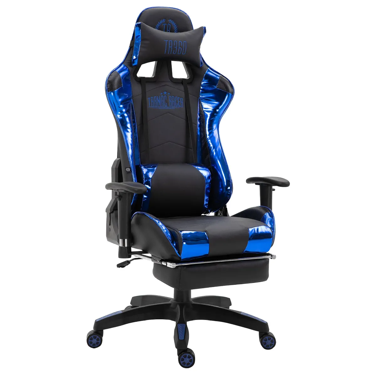 DecoShop26 Fauteuil de bureau Noir/Bleu