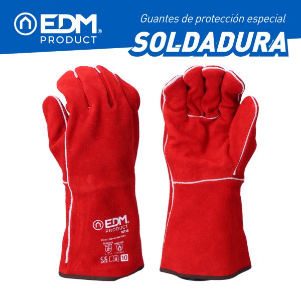 EDM Luvas para Soldadores de Camurça Cosido com Fio Kevlar Tamanho 10 - ELK80138
