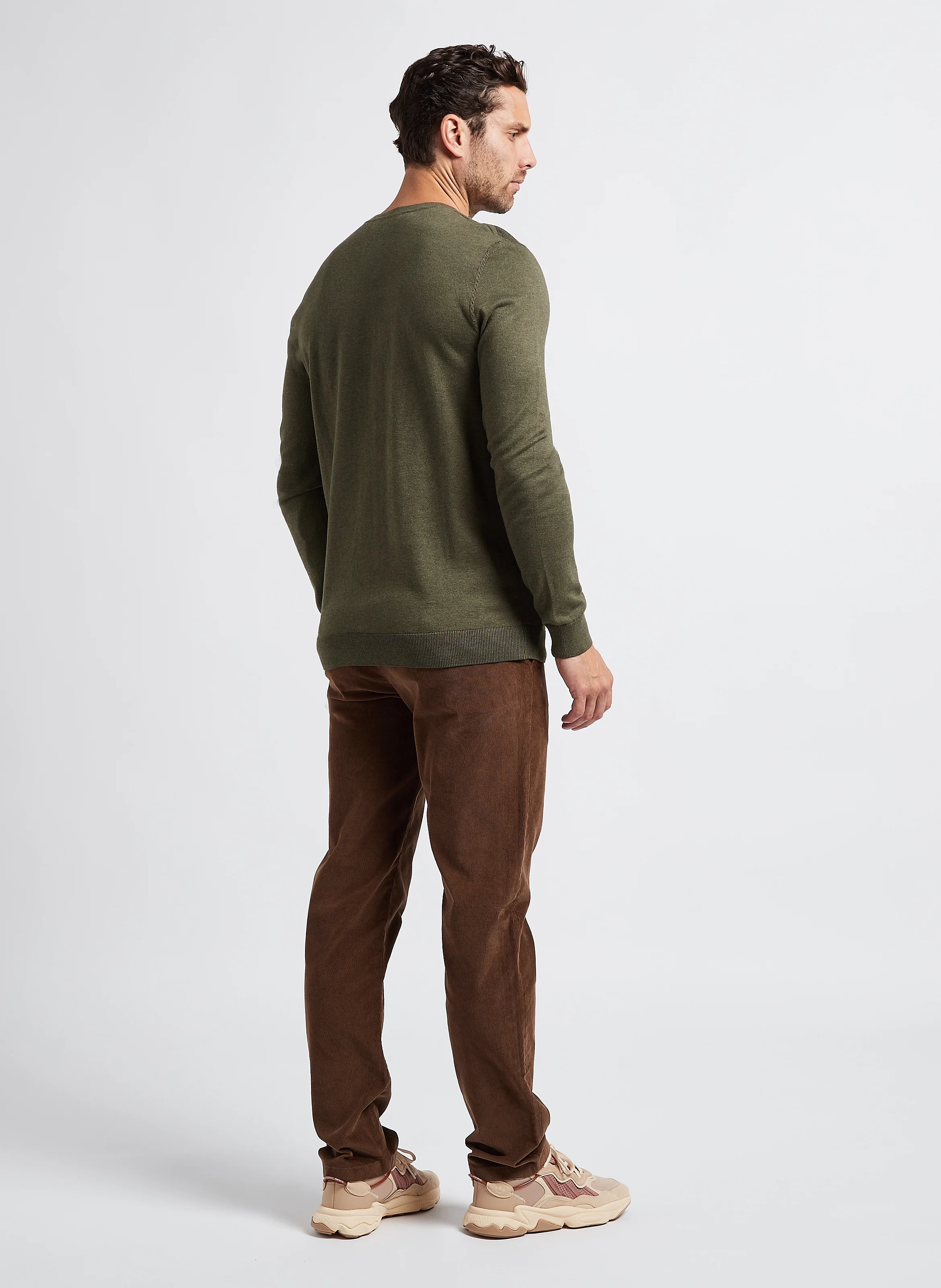 Pantalon droit en velours de coton bio mélangé | Marron