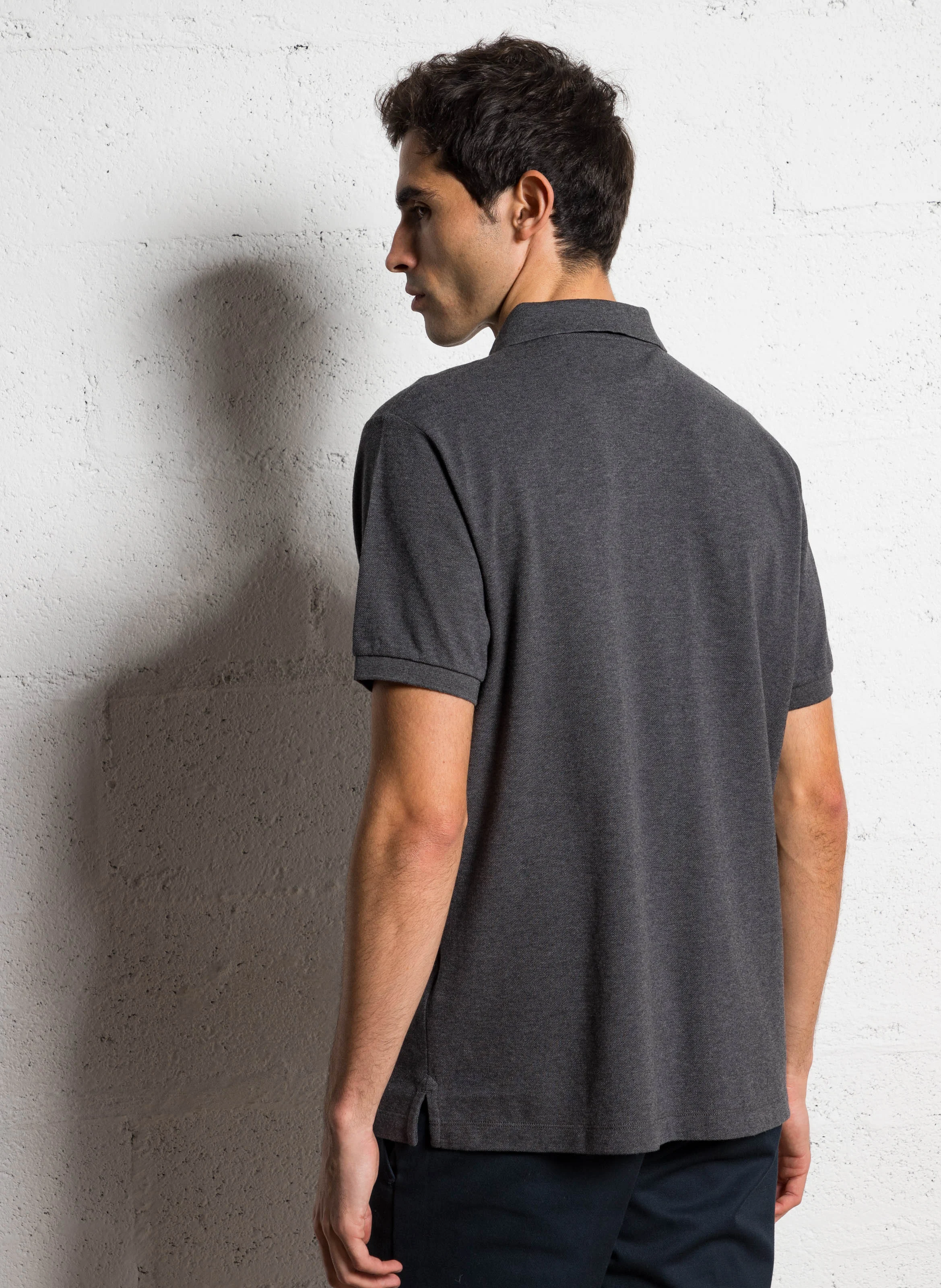 Polo brodé en coton | Gris