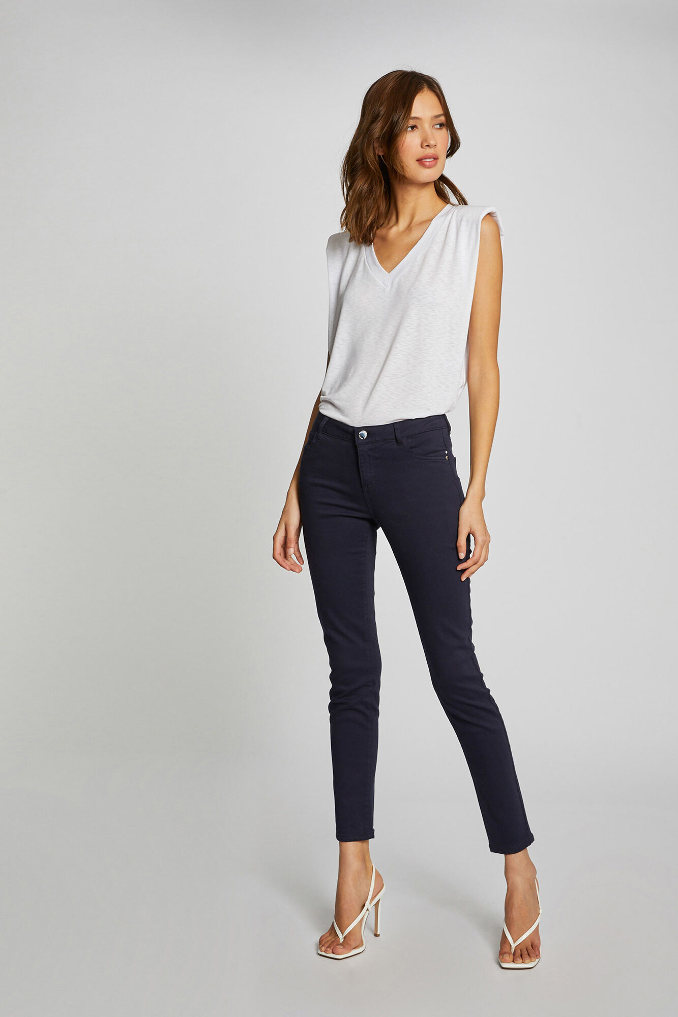 Calça skinny de cintura baixa - Azul marinho