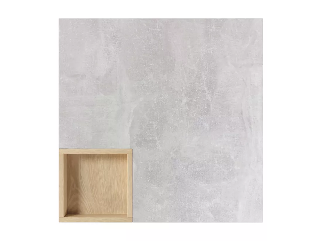 Table basse carré moderne effet béton gris et une boit de rangement bois nature 72*72*30 CROKS