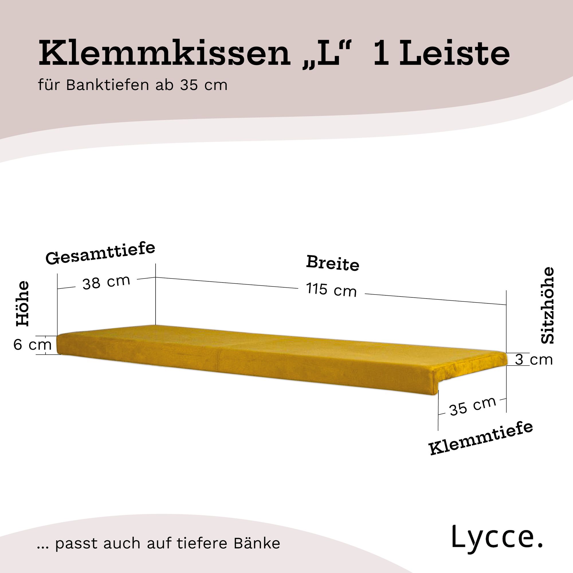 Lycce L Klemmkissen Sitzkissen mit 1 Leiste, Samt FRESH, Breite 1,15m