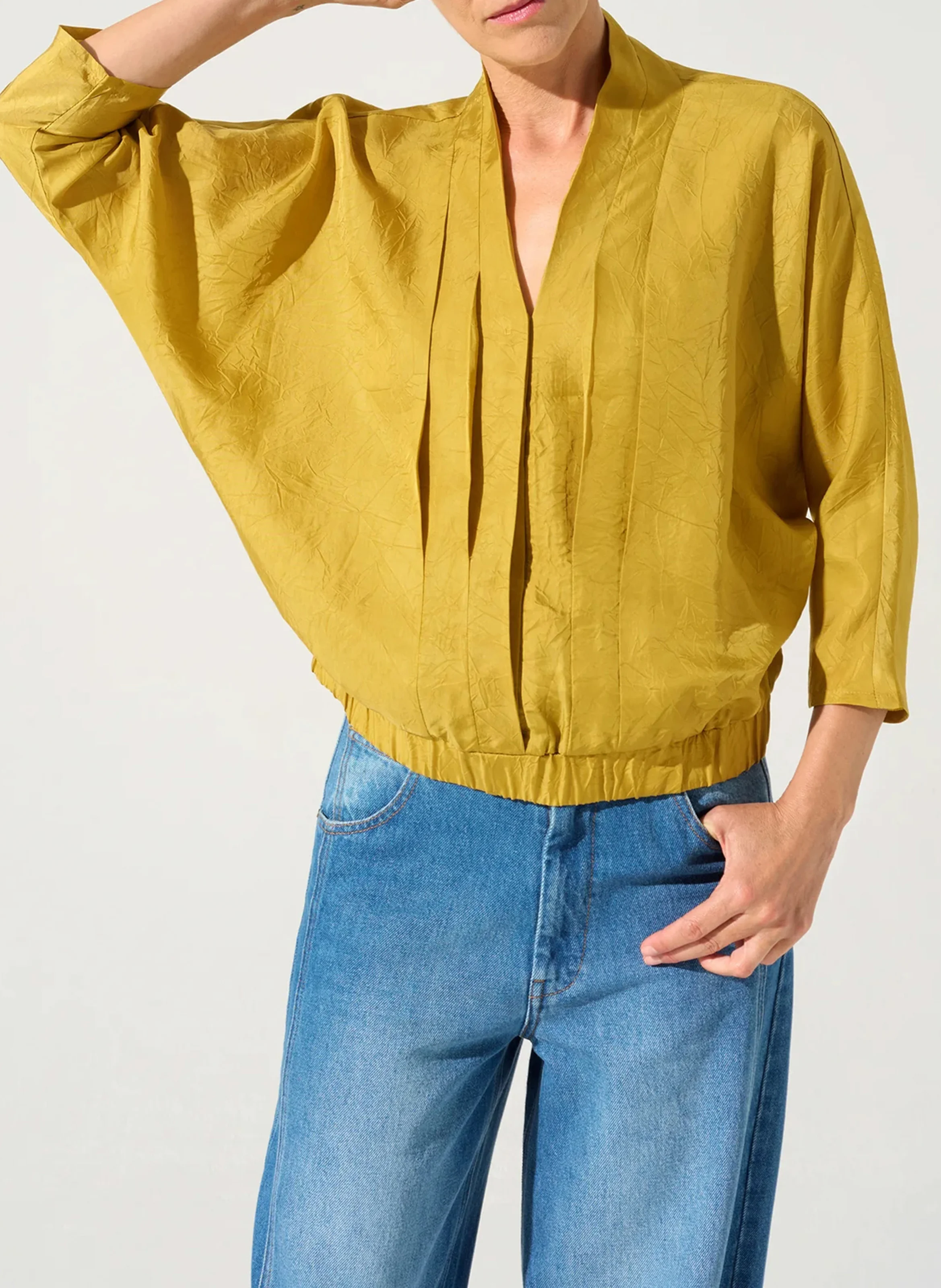 Blouse col V | Marron