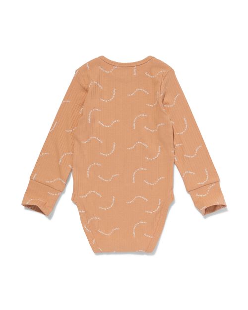 body évolutif bambou côtelé extensible avec texte marron