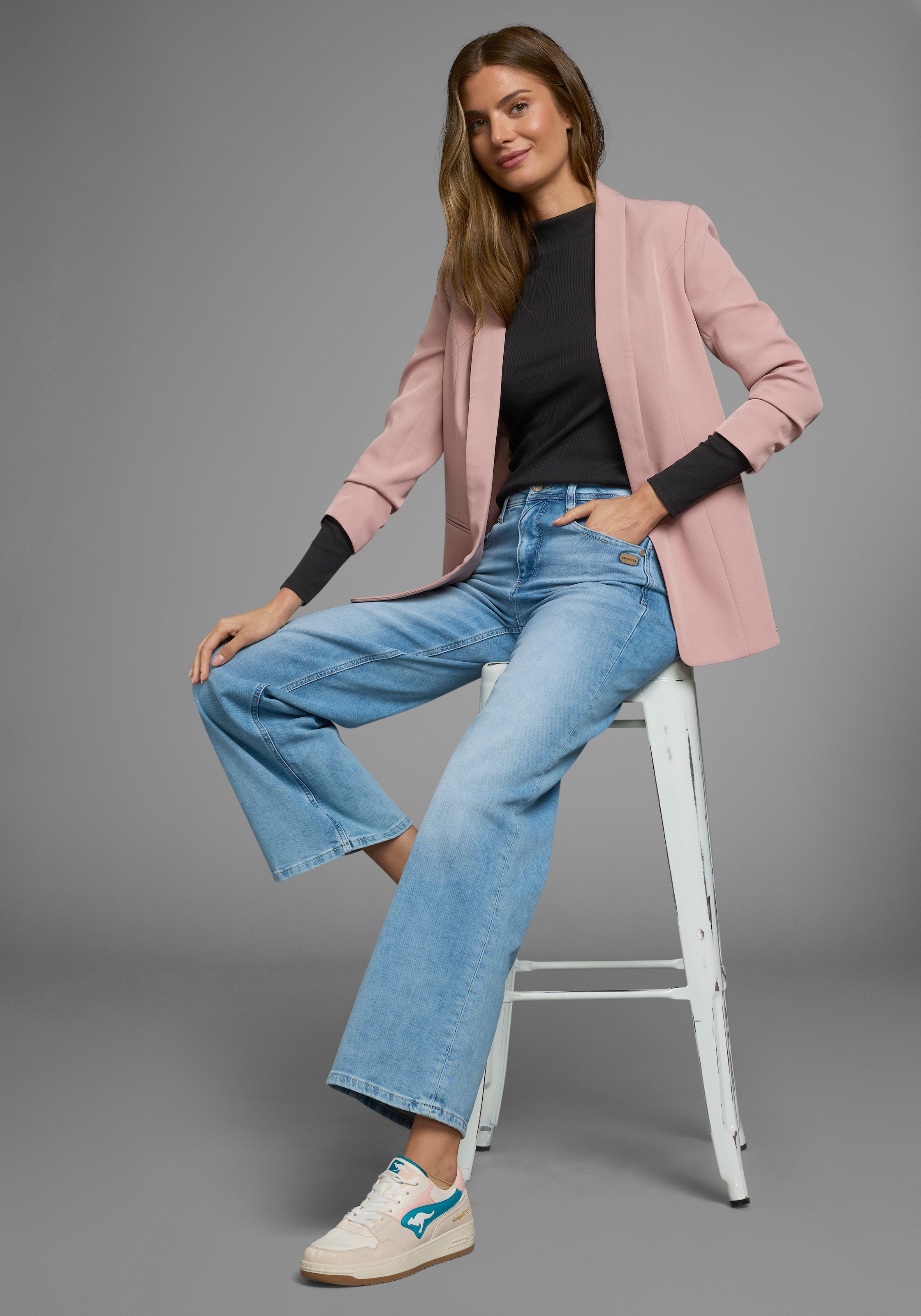 AJC Langarmshirt , langärmelig,  Basic-Stil,  Stehkragen,  ideal für Büro und Freizeit