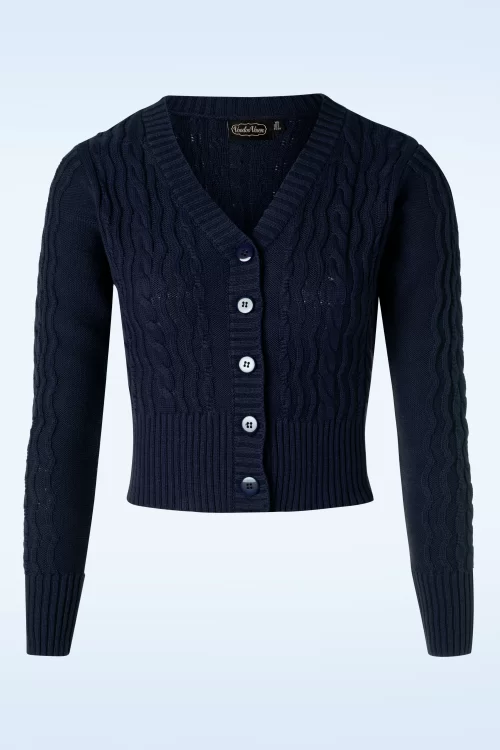 Vixen Mabel cropped vest in marineblauw