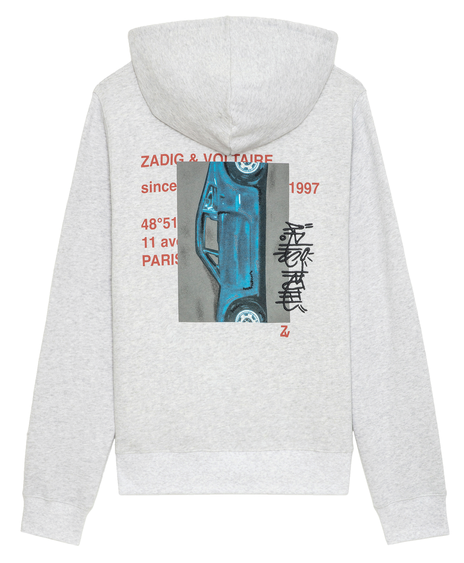 SODA - Sweat à capuche droit en coton bio mélangé sérigraphié | Gris