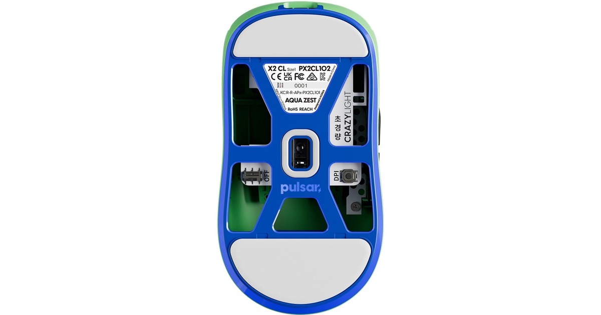 PulsarX2 CrazyLight Gaming Mouse - Aqua Zest  (Groen/blauw, 32,000 DPI, 8000 Hz)