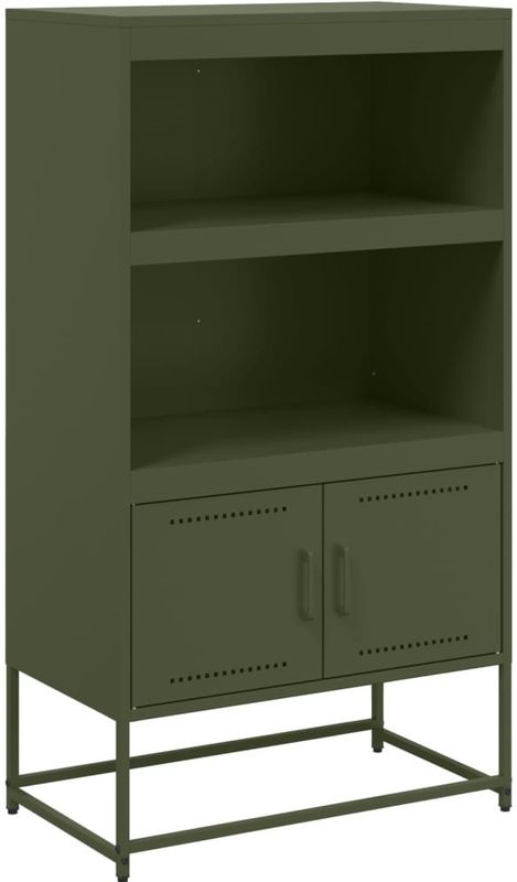 vidaXL - Hoge Kast - Staal - Olijfgroen - 2 Schappen en 2 Vakken