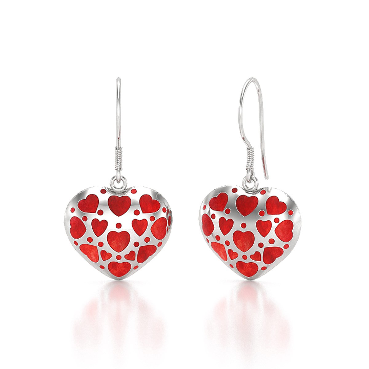 Boucles d'oreilles ADEN coeur corail et argent 925