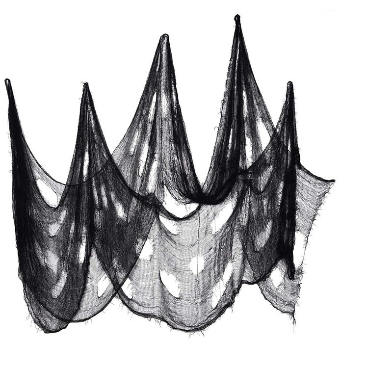 (6x1.2m) Halloween Spinnen Netz Tuch Grusel Party Deko Vorhang - Schwarz