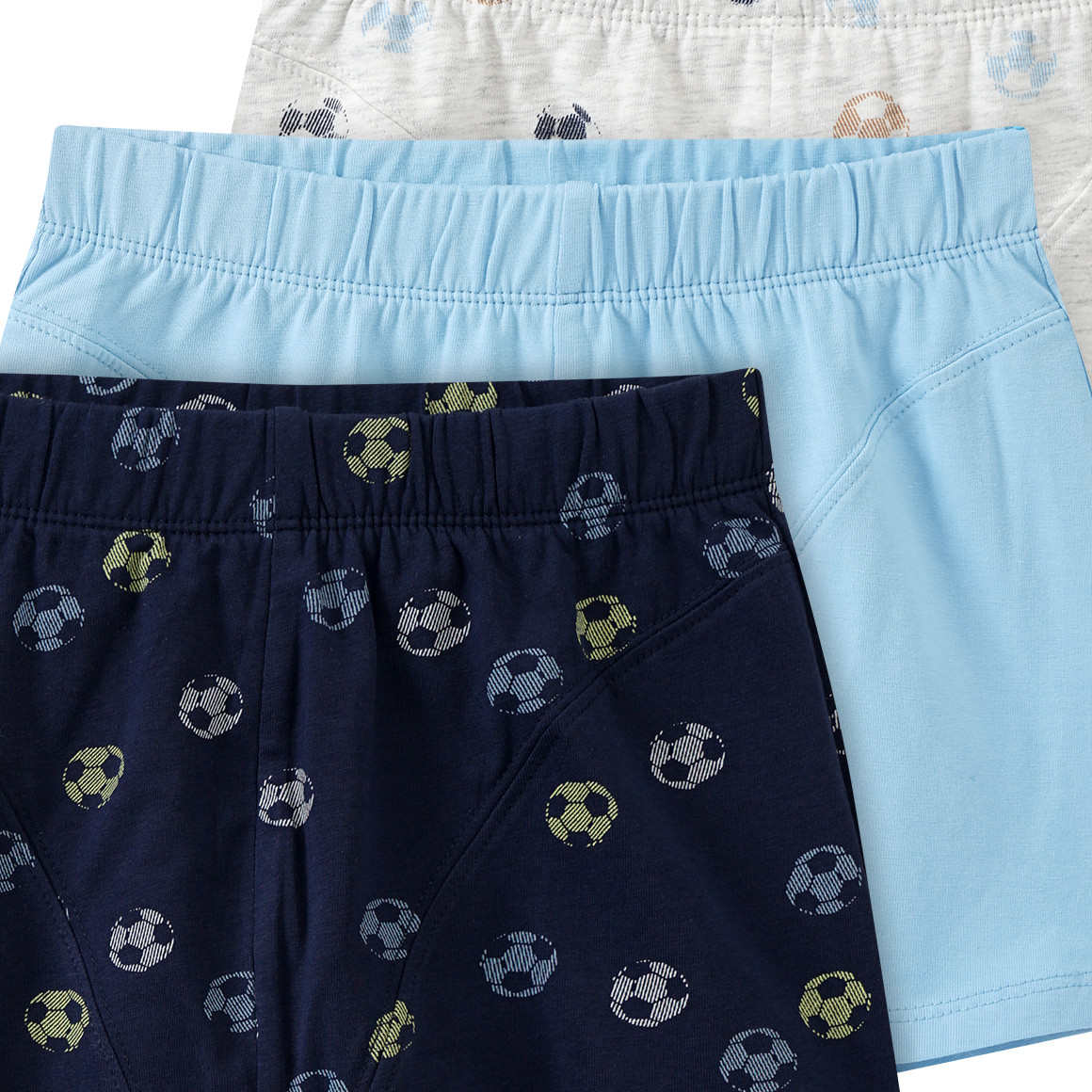 Yigga 3 Jungen Boxer mit Bio-Baumwolle hellblau / dunkelblau / creme