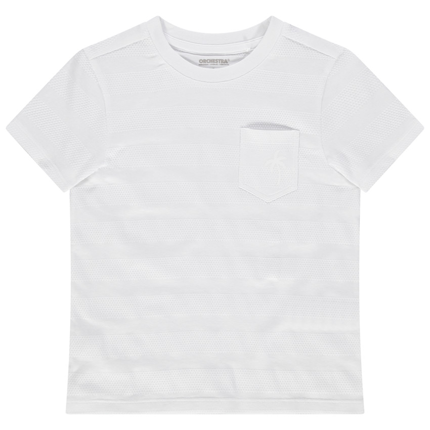 T-shirt manches courtes en coton à poche print palmier