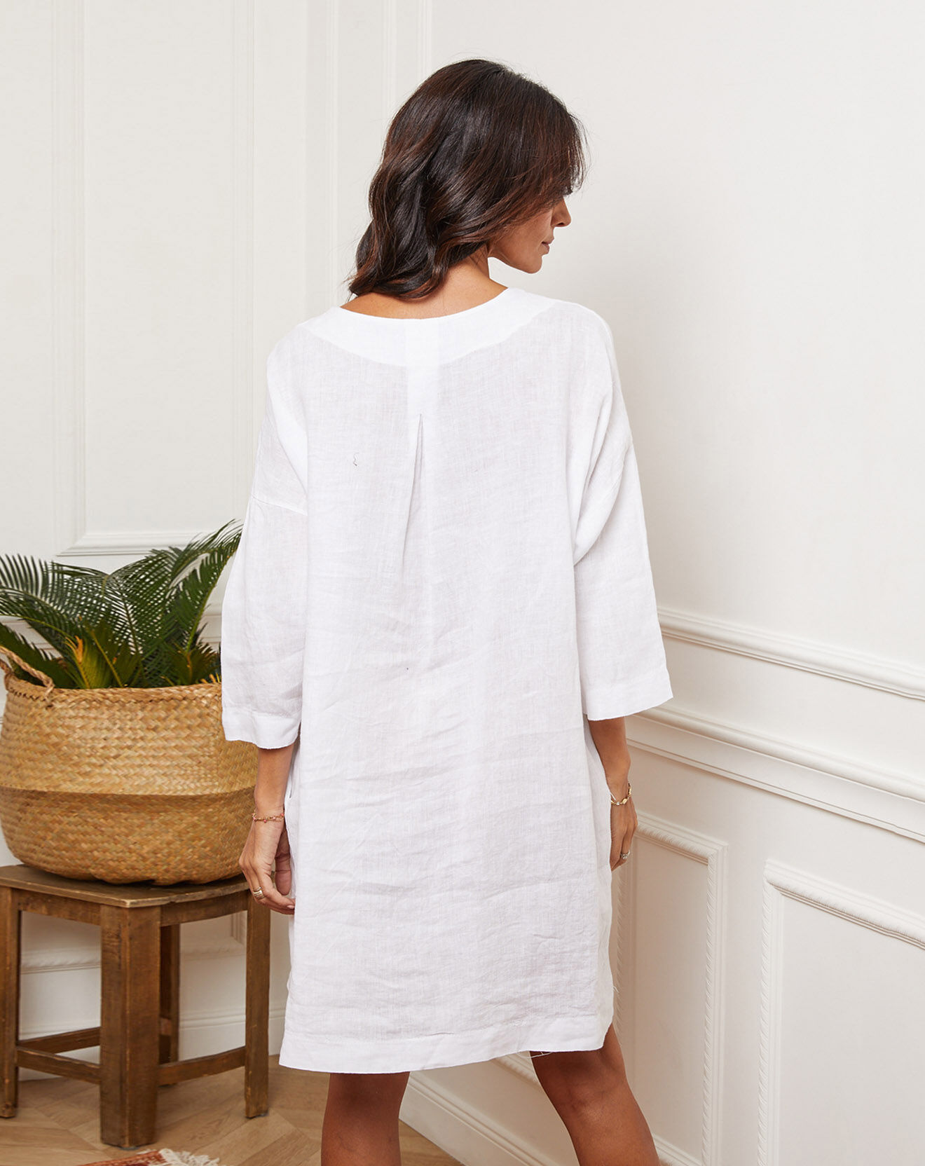 La Bohème Robe 100% Lin Aurore blanche