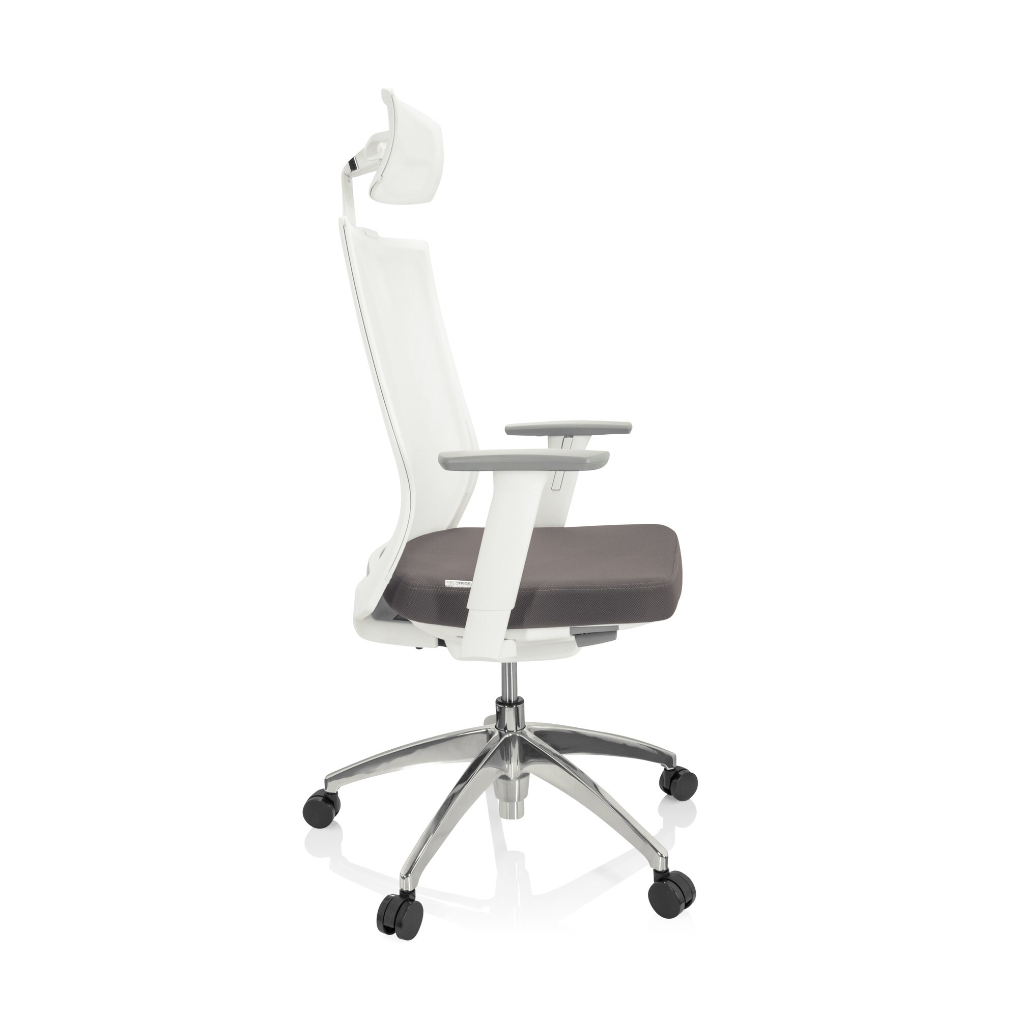 Profi Bürostuhl ASPEN WHITE PRO Stoff/Netzstoff mit Armlehnen (höhenverstellbar) hjh OFFICE