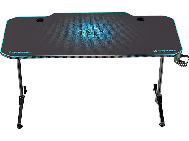 Ultradesk Gaming Tisch Frag Blau Stabiler Gaming-Tisch für bis zu zwei Monitore
