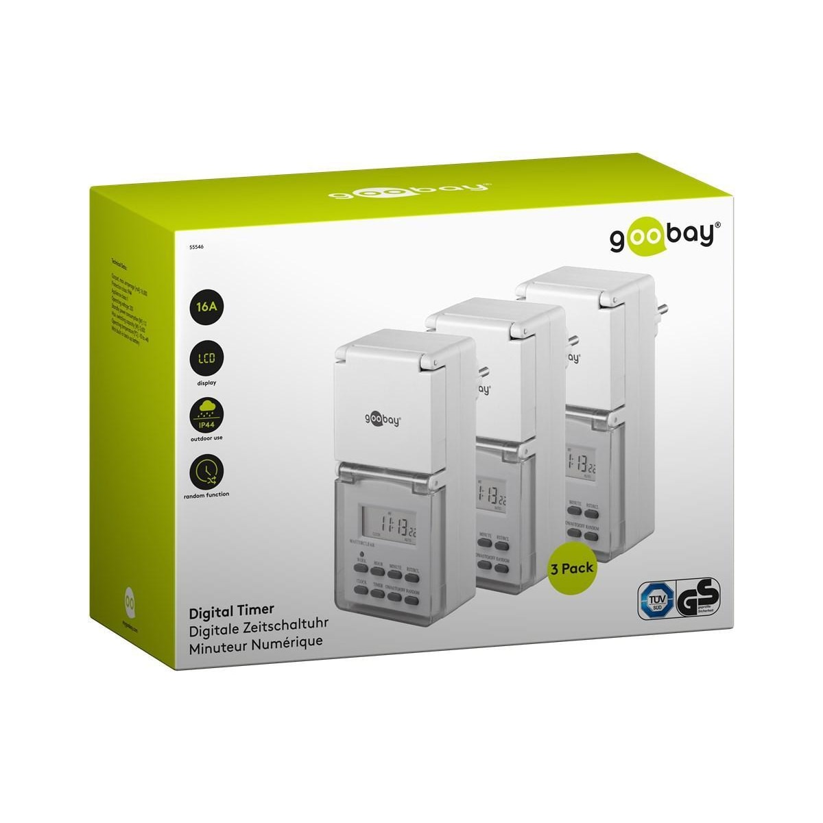 Goobay Sett med 3, digital timer IP44