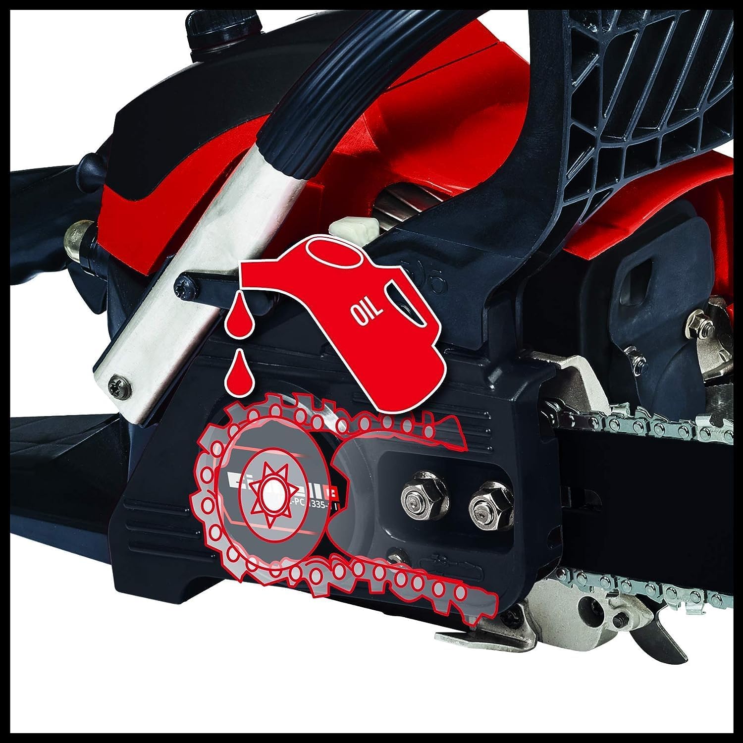 Einhell Benzin-Kettensäge GC-PC 1335/1 I (OREGON-Qualitätsschwert und –kette, Auto-Choke und Primer, digitale Zündung, Antivibration, Rückschlagschutz mit Sofort-Kettenbremse)
