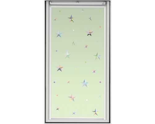 VELUX Advantage Set: Verduisterend rolgordijn Kids Groene Sterren en Plisségordijn Wit Handmatig Frame Wit DFD C02 4661SWL