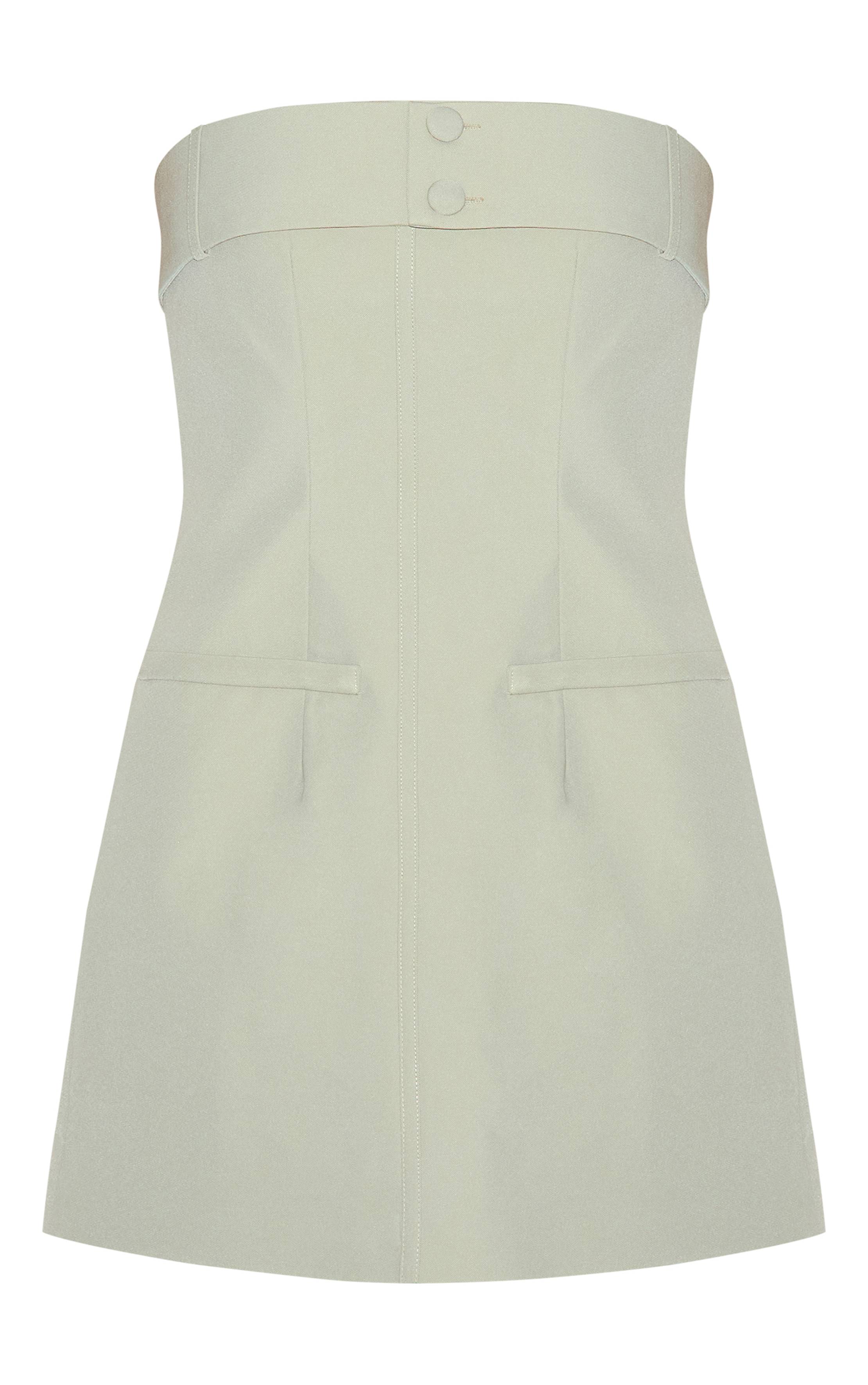 Vert Sauge Robe Droite À Détail De Ceinture Tressée