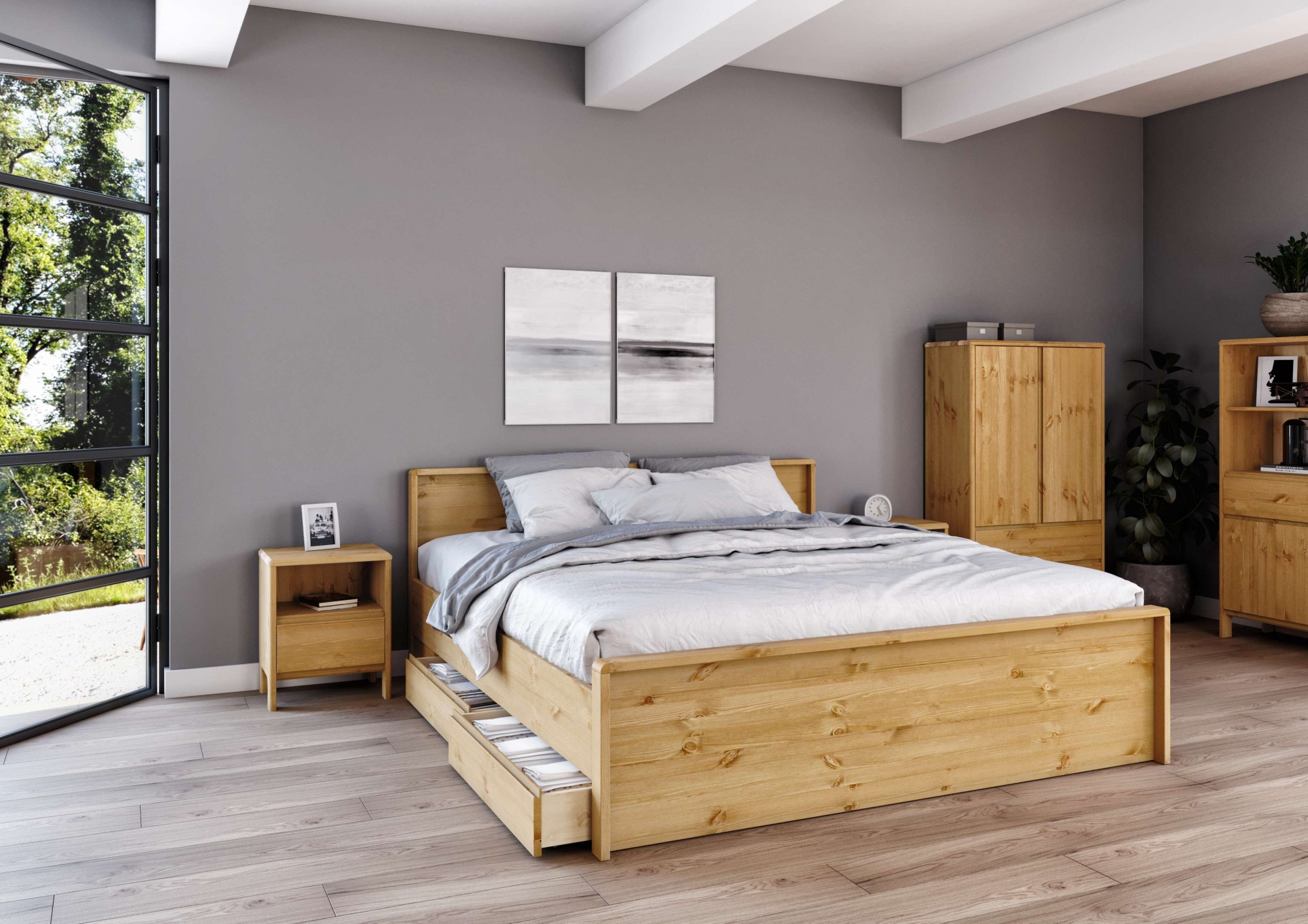 Home affaire Bettschubkasten »Luven« 2 Stk. tlg. aus massiver Kiefer, 2 Stück, passen perfekt unter das Bett Luven