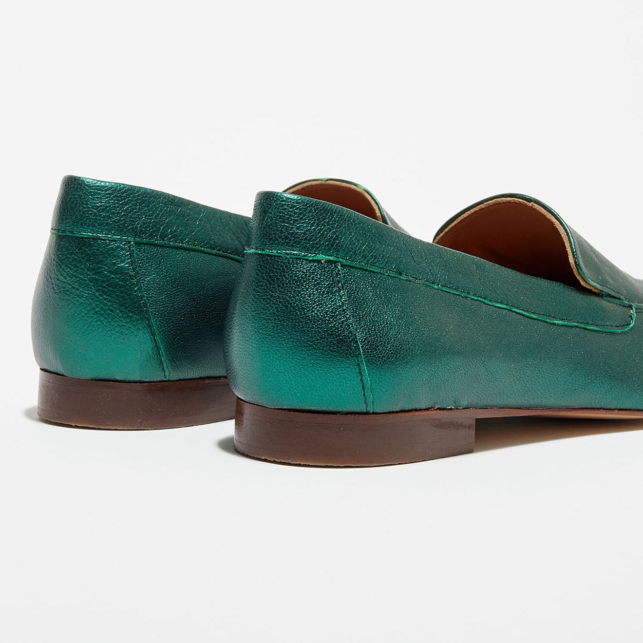 Quartier Latin Mocassins en Cuir Love irisés vert forêt