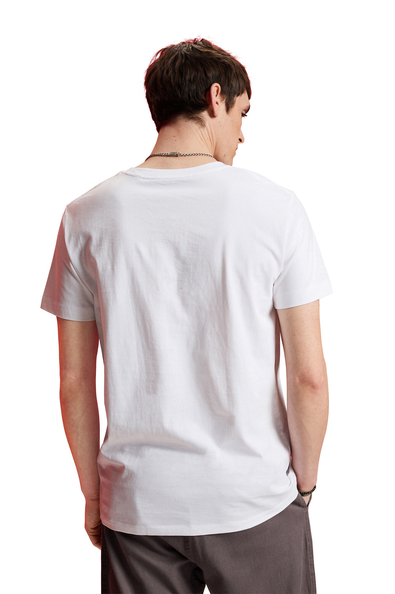 Camiseta de algodão de corte regular - Estampa branca