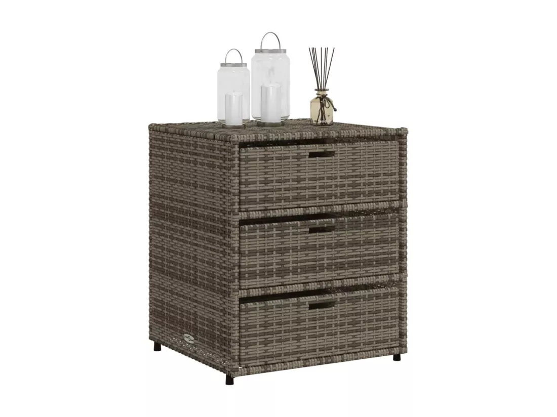 Armoire de rangement de jardin gris 55x59x69 cm résine tressée