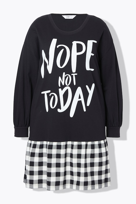 Long-Sweatshirt, Statement-Print, Karo-Volant